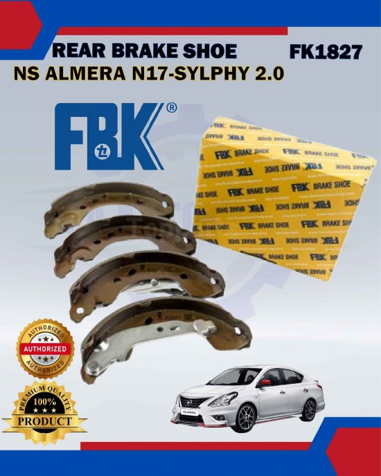 Rear Brake Shoe Set-Nissan Almera N17 1.5-Sylphy 2.0-FBK-FK1827 Brake System image