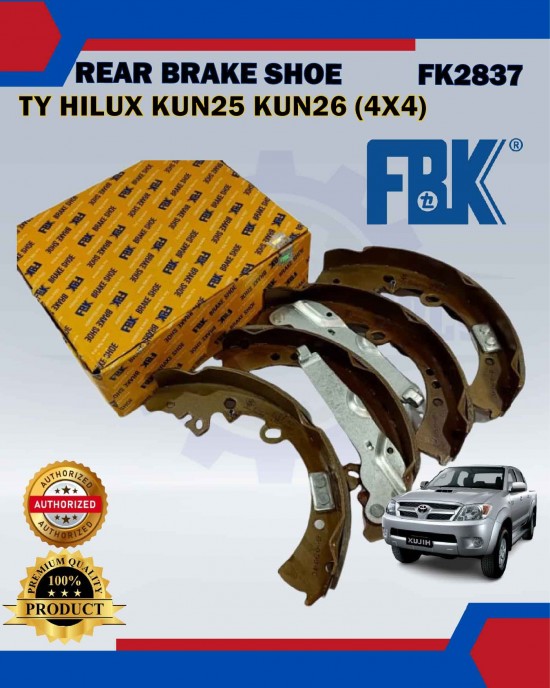 Rear Brake Shoe-Toyota Hilux KUN25 KUN26 (4X4)-GUN125-FBK-FK2837 Brake System image