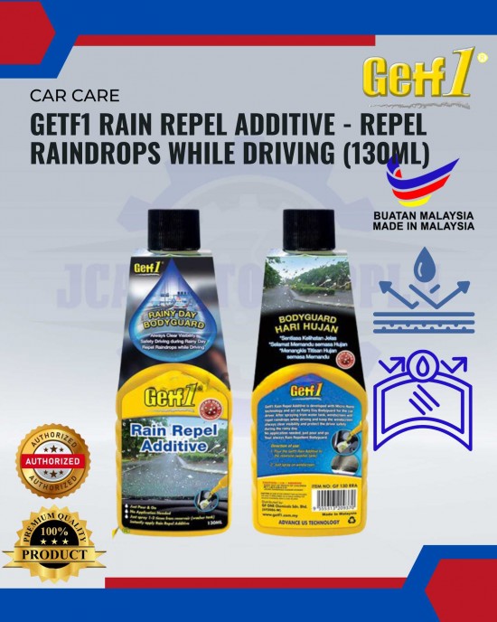 Getf1 Rain Repel Additive - Repel Raindrops while Driving (130ml) Car Care Products image