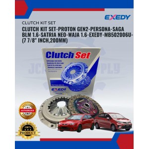 Clutch Kit Set-Proton Gen2-Persona-Saga Blm 1.6-Satria Neo-Waja 1.6-Exedy-MB502006U-(7 7/8" inch,200mm)