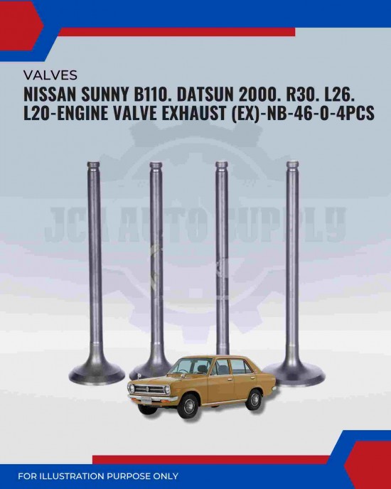 Exhaust Valve (EX)-Nissan Sunny B110. Datsun 2000. R30. L26-NB-46-0 Exhaust Valve (EX)-Nissan Sunny B110. Datsun 2000. R30. L26-NB-46-0