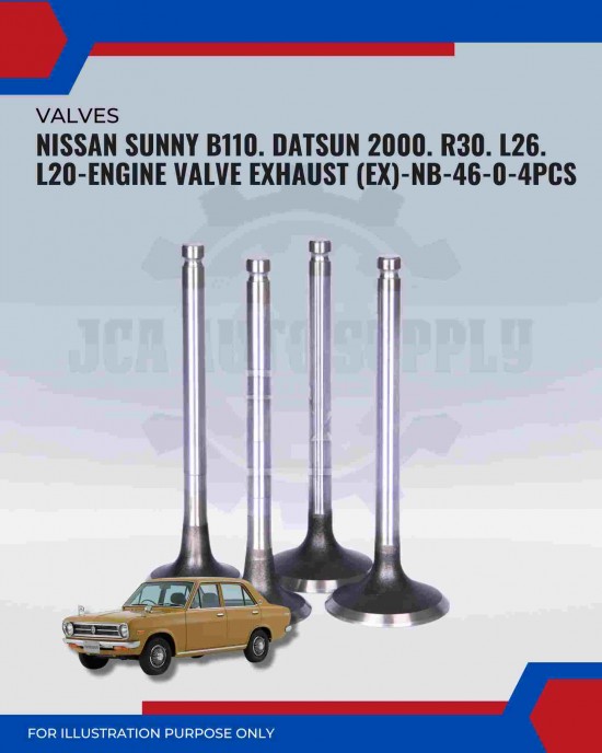 Exhaust Valve (EX)-Nissan Sunny B110. Datsun 2000. R30. L26-NB-46-0 Exhaust Valve (EX)-Nissan Sunny B110. Datsun 2000. R30. L26-NB-46-0