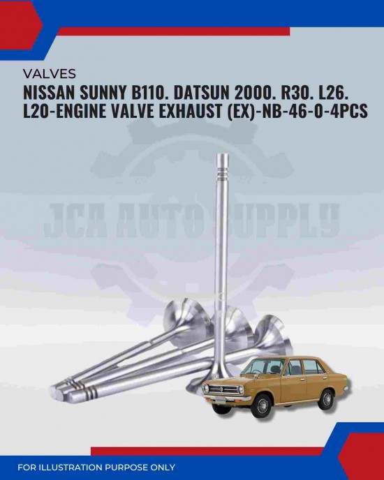 Exhaust Valve (EX)-Nissan Sunny B110. Datsun 2000. R30. L26-NB-46-0 Exhaust Valve (EX)-Nissan Sunny B110. Datsun 2000. R30. L26-NB-46-0