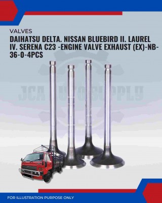 Exhaust Valve (EX) Set-Daihatsu Delta. Nissan Bluebird II. Laurel IV. Serena C23 -NB-36-0 Exhaust Valve (EX) Set-Daihatsu Delta. Nissan Bluebird II. Laurel IV. Serena C23 -NB-36-0