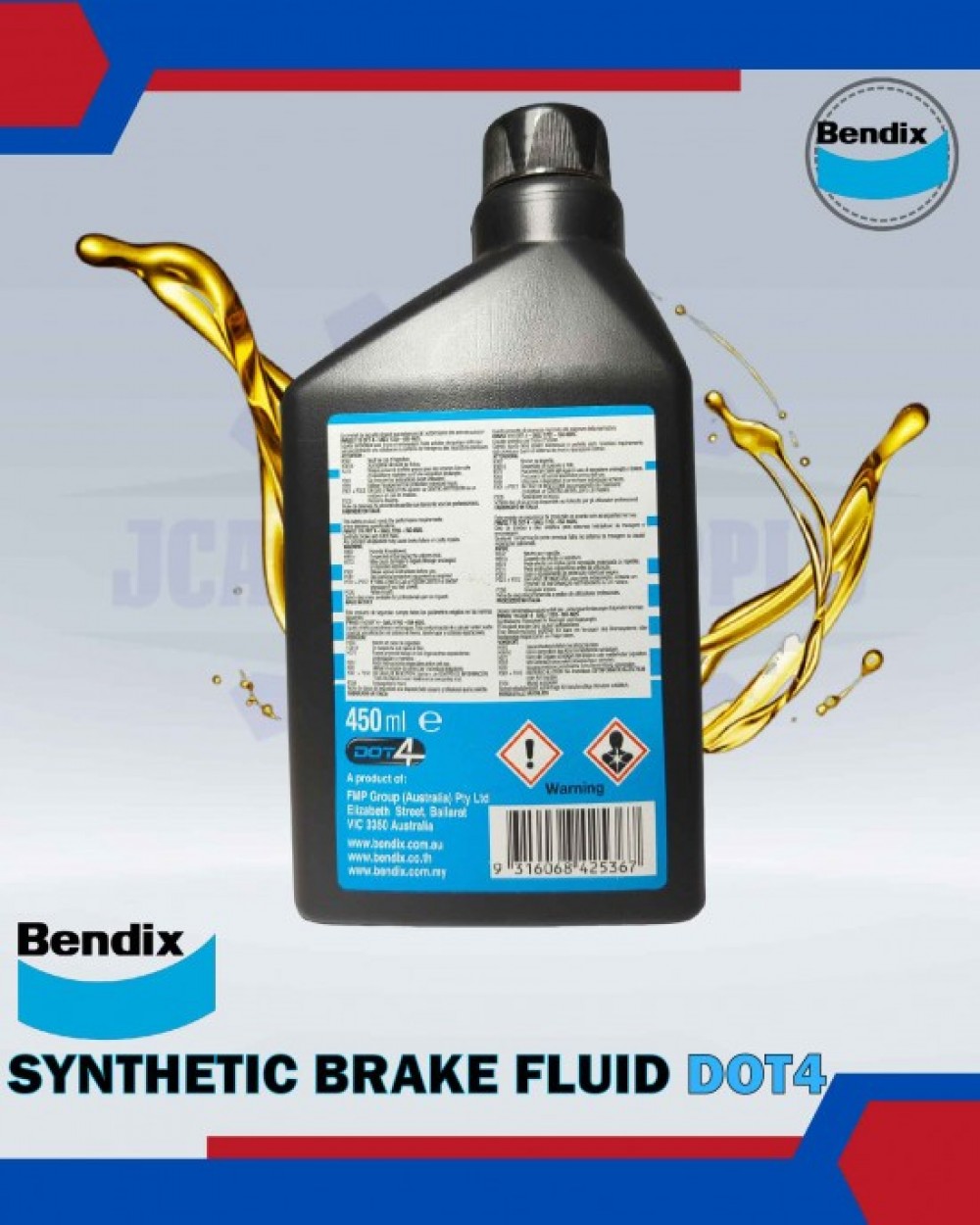 Bendix Dot 4 Synthetic Brake Fluid (450ml) | JCA AUTO SUPPLY