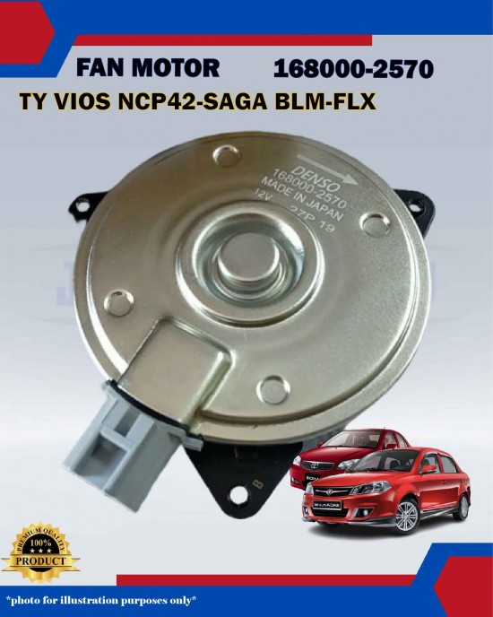 Fan Motor Toyota Vios NCP42-NCP93-Persona-Saga BLM-FLX-Iriz-GEN2-168000-2570 Fan Motor Toyota Vios NCP42-NCP93-Persona-Saga BLM-FLX-Iriz-GEN2-168000-2570