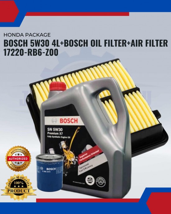 Honda City TMO GM2 Engine Oil. Oil Filter. Air Filter Service Combo Package-Bosch 5W30 Engine Oil & Fluids image