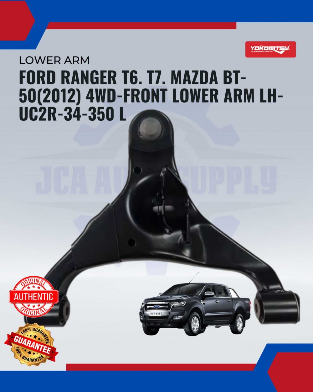 Ford Ranger T6. T7. Mazda BT-50 (2012) 4WD-Front Lower Arm LH | JCA ...