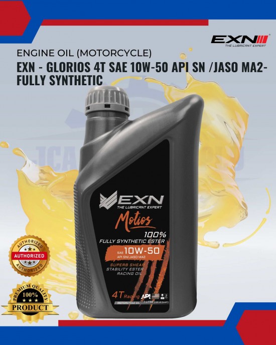 EXN - Glorios 4T SAE 10W-50 API SN /JASO MA2-Fully Synthetic MOTOR 4T-2T ENGINE OIL image