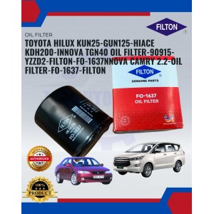 Toyota Hilux Kun25-Gun125-Hiace KDH200-Innova TGN40 Oil Filter-90915-YZZD2-Filton-FO-1637