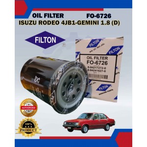 Oil Filter-Isuzu Rodeo 4JB1-Gemini 1.8 (D)-NHR-Hicom 2.8-FB300-FILTON-FO-6726