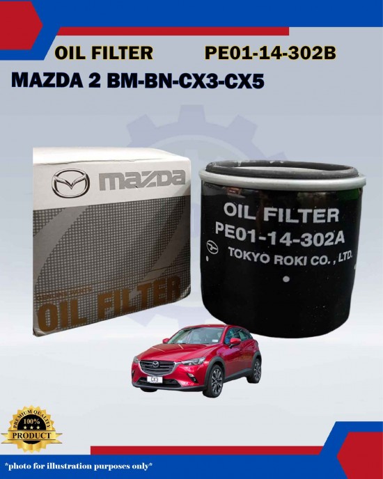 Oil Filter-Mazda 2 BM-BN-Biante CX3 DK-CX5-CX30 (All Skyactiv)-PE01-14-302B