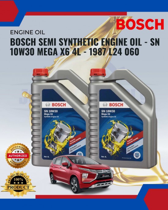 BOSCH SEMI SYNTHETIC ENGINE OIL - SN 10W30 MEGA X6 4L - 1987 L24 060 Engine Oils & Fluids image