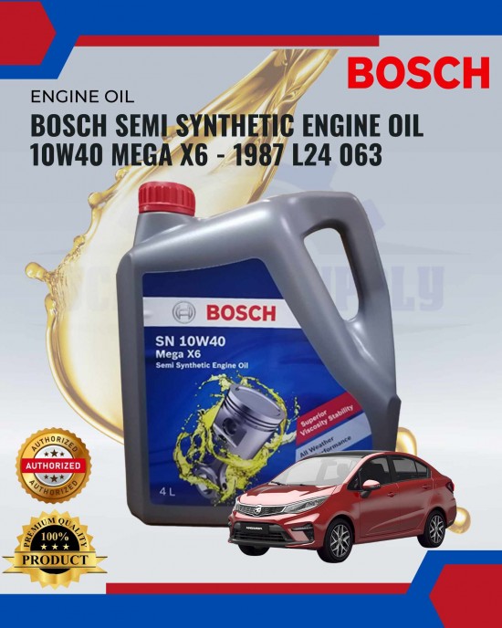 BOSCH SEMI SYNTHETIC ENGINE OIL 10W40 MEGA X6 - 1987 L24 063 Engine Oils & Fluids image