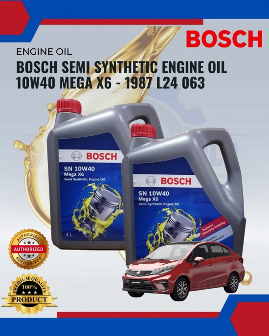 BOSCH SEMI SYNTHETIC ENGINE OIL 10W40 MEGA X6 - 1987 L24 063 Engine Oils & Fluids image