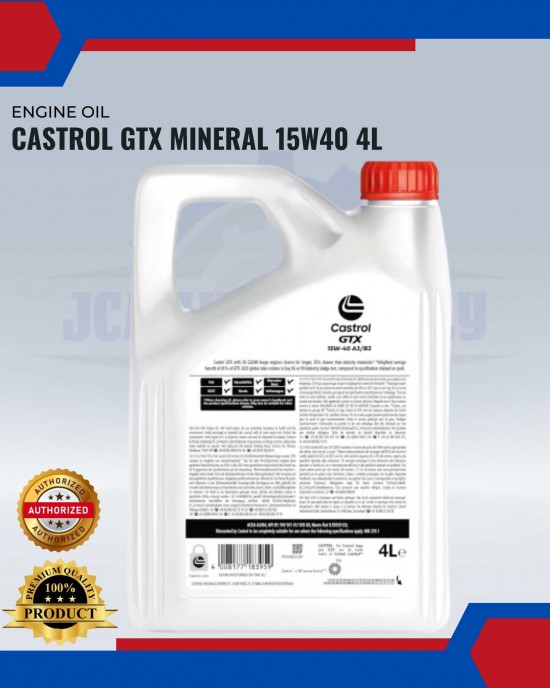 Castrol GTX ULTRACLEAN 15W40 SN/CF Semi Synthetics Engine Oil (4L) Engine Oil & Fluids image