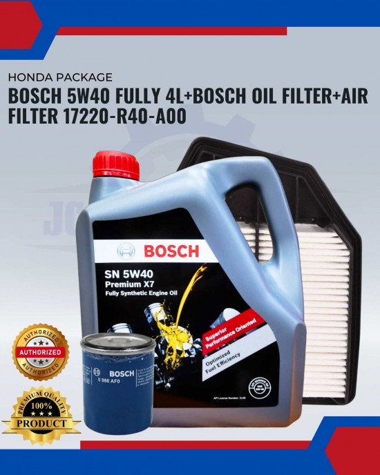 COMBO PACKAGE HONDA ACCORD TAO 2.4CC (YEAR 200-2012)-BOSCH 5W40 PACKAGE Engine Oil & Fluids image