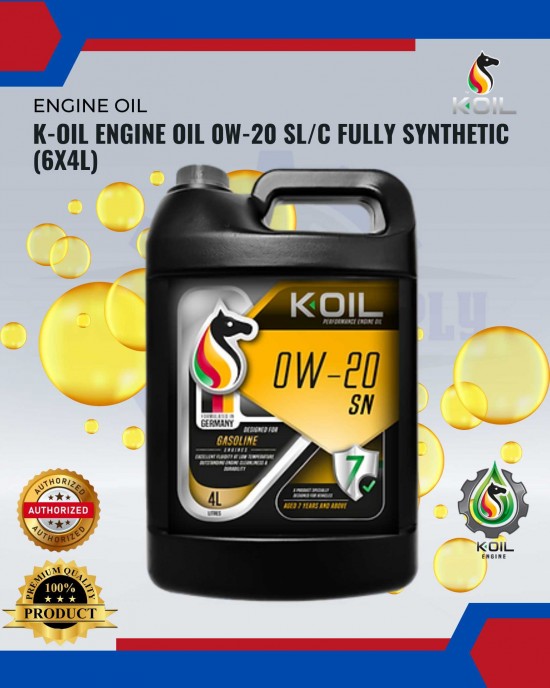 K-OIL Engine Oil 0W-20 SL/C Fully Synthetic (6X4L) Engine Oil & Fluids image