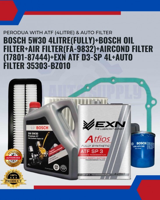 PERODUA with ATF (4Litre) & AUTO FILTER-MYVI ICON (2014-2017)*MYVI 2014.ALZA 2014-2018-BOSCH PACKAGE Engine Oil & Fluids image