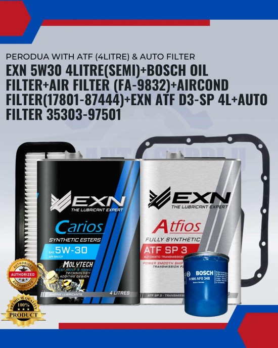 PERODUA with ATF (4Litre) & AUTO FILTER-MYVI OM TO LAGIBEST 2005-2013 (LAGIBEST: 2011-2014) ALZA OM (2010-2014)-EXN PACKAGE Engine Oil & Fluids image