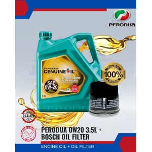 Perodua Engine Oil Fully Synthetic 0W20 3.5L + Bosch Oil Filter