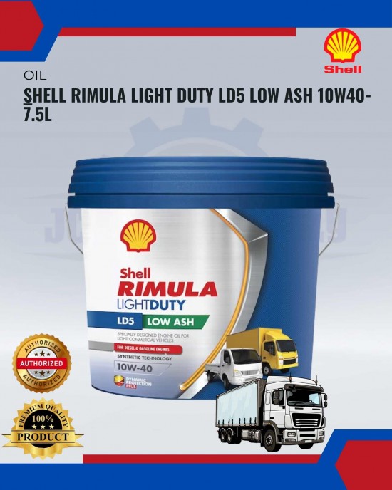 Shell Rimula Light Duty LD5 Low Ash 10W40-7.5L Engine Oil & Fluids image