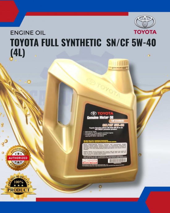 TOYOTA 5W40 FULLY SYNTHETIC ENGINE OIL - API SN/CF -4L Engine Oils & Fluids image