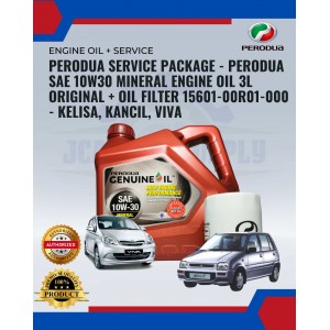 PERODUA Service Package - PERODUA SAE 10W30 Mineral Engine Oil 3L ORIGINAL + Oil Filter 15601-00R01-000 - KELISA, KANCIL, VIVA