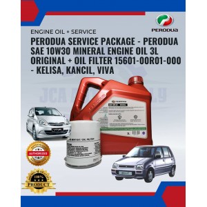 PERODUA Service Package - PERODUA SAE 10W30 Mineral Engine Oil 3L ORIGINAL + Oil Filter 15601-00R01-000 - KELISA, KANCIL, VIVA