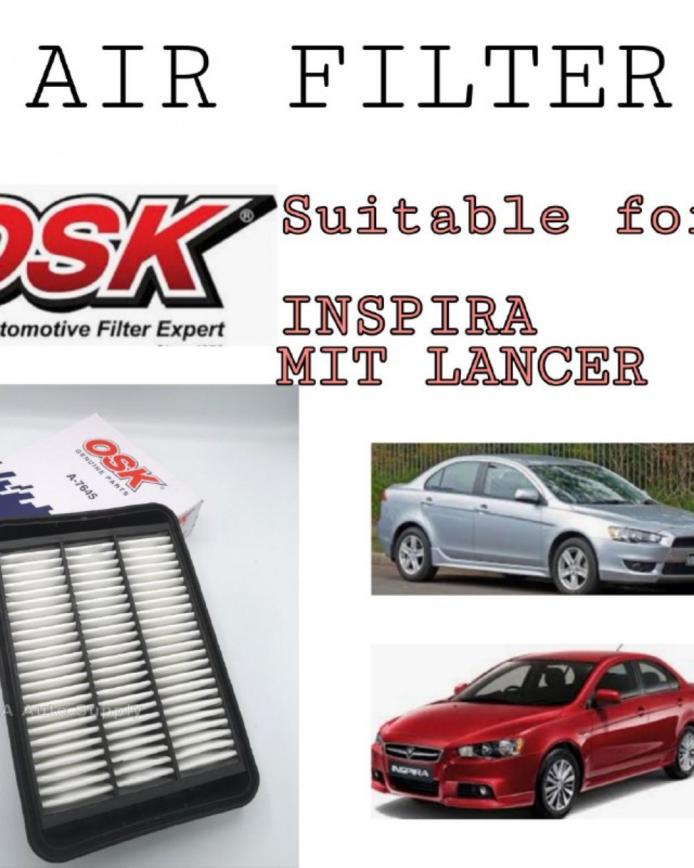 AIR FILTERINSPIRAMITSUBISHI LANCEROSK A76451500A086 JCA AUTO SUPPLY