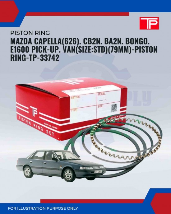 Mazda Capella (626). CB2N. BA2N. Bongo. E1600 Pick-Up. Van (SIZE:STD)(79MM)-Piston Ring-TP-33742 Mazda Capella (626). CB2N. BA2N. Bongo. E1600 Pick-Up. Van (SIZE:STD)(79MM)-Piston Ring-TP-33742