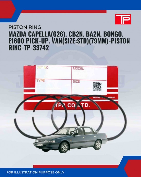 Mazda Capella (626). CB2N. BA2N. Bongo. E1600 Pick-Up. Van (SIZE:STD)(79MM)-Piston Ring-TP-33742 Mazda Capella (626). CB2N. BA2N. Bongo. E1600 Pick-Up. Van (SIZE:STD)(79MM)-Piston Ring-TP-33742
