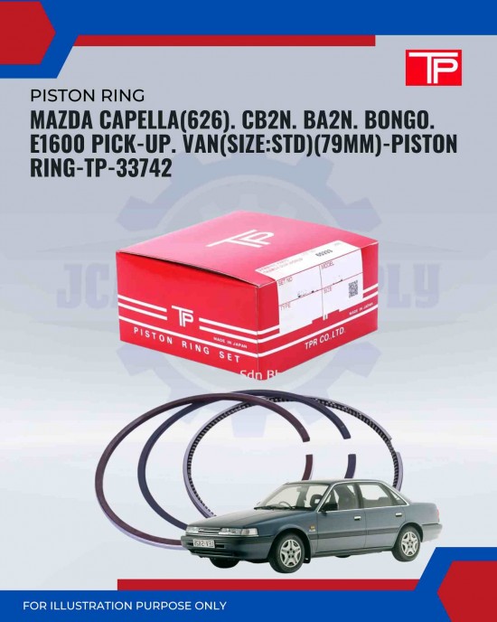 Mazda Capella (626). CB2N. BA2N. Bongo. E1600 Pick-Up. Van (SIZE:STD)(79MM)-Piston Ring-TP-33742 Mazda Capella (626). CB2N. BA2N. Bongo. E1600 Pick-Up. Van (SIZE:STD)(79MM)-Piston Ring-TP-33742