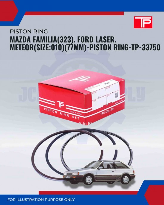 Mazda Familia (323). Ford Laser. Meteor (Size:010)(77mm)-Piston Ring-TP-33750