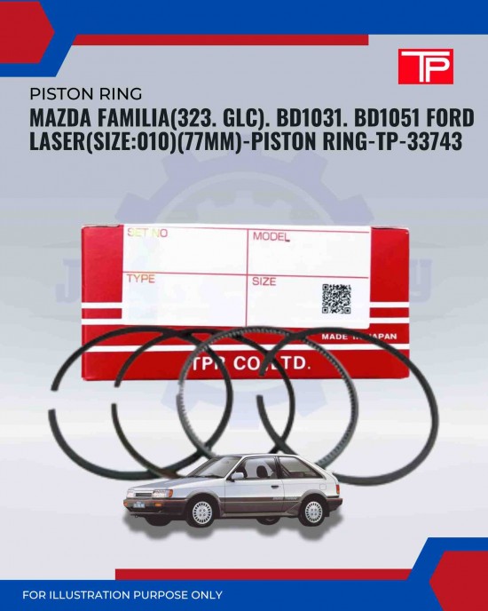 Mazda Familia (323. GLC). BD1031. BD1051 Ford Laser (Size:010)(77mm)-Piston Ring-TP-33743 Mazda Familia (323. GLC). BD1031. BD1051 Ford Laser (Size:010)(77mm)-Piston Ring-TP-33743