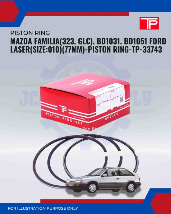 Mazda Familia (323. GLC). BD1031. BD1051 Ford Laser (Size:010)(77mm)-Piston Ring-TP-33743 Mazda Familia (323. GLC). BD1031. BD1051 Ford Laser (Size:010)(77mm)-Piston Ring-TP-33743