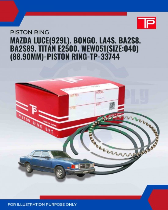 Mazda Luce (929L). Bongo. LA4S. BA2S8. BA2S89. Titan E2500. WEW051(Size:040)(88.90mm)-Piston Ring-TP-33744