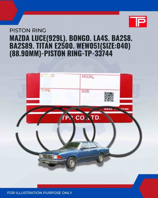 Mazda Luce (929L). Bongo. LA4S. BA2S8. BA2S89. Titan E2500. WEW051(Size:040)(88.90mm)-Piston Ring-TP-33744