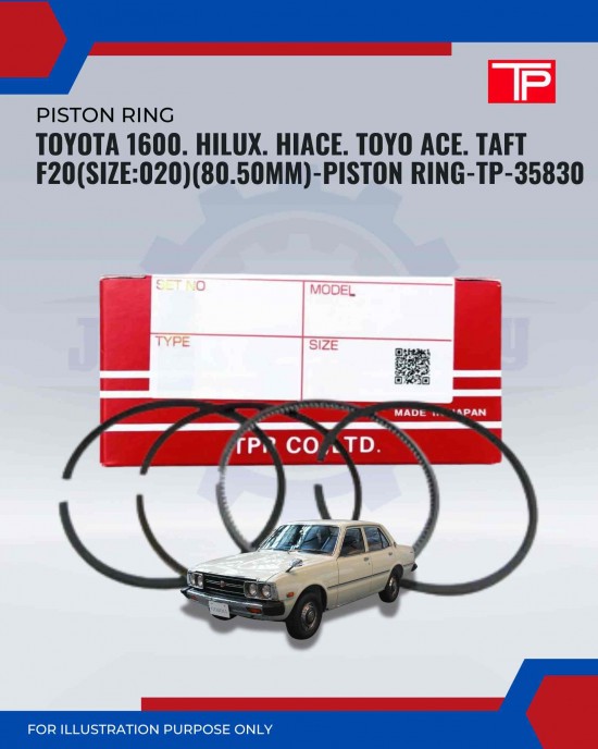 Toyota 1600. Hilux. HiAce. Toyo Ace. Taft F20 (Size:020)(80.50mm)-Piston Ring-TP-35830 Toyota 1600. Hilux. HiAce. Toyo Ace. Taft F20 (Size:020)(80.50mm)-Piston Ring-TP-35830