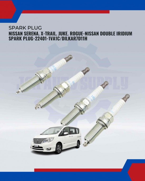 Nissan Serena. X-Trail. Juke. Rogue-Nissan Double Iridium Spark Plug-22401-1VA1C/DILKAR7D11H