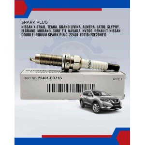 Nissan X-Trail. Teana. Grand Livina. Almera. Latio. Slyphy. Elgrand. Murano. Cube Z11. Navara. NV200. Renault-Nissan Double Iridium Spark Plug-22401-ED71B/FXE20HE11