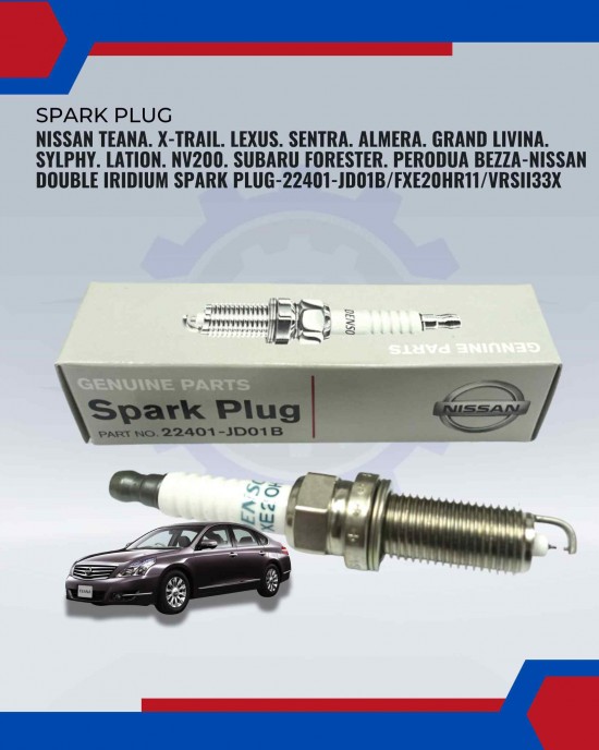 Nissan Teana. X-Trail. Lexus. Sentra. Almera. Grand Livina. Sylphy. Lation. Nv200. Subaru Forester. Perodua Bezza-Nissan Double Iridium Spark Plug-22401-JD01B/FXE20HR11/VRSII33X