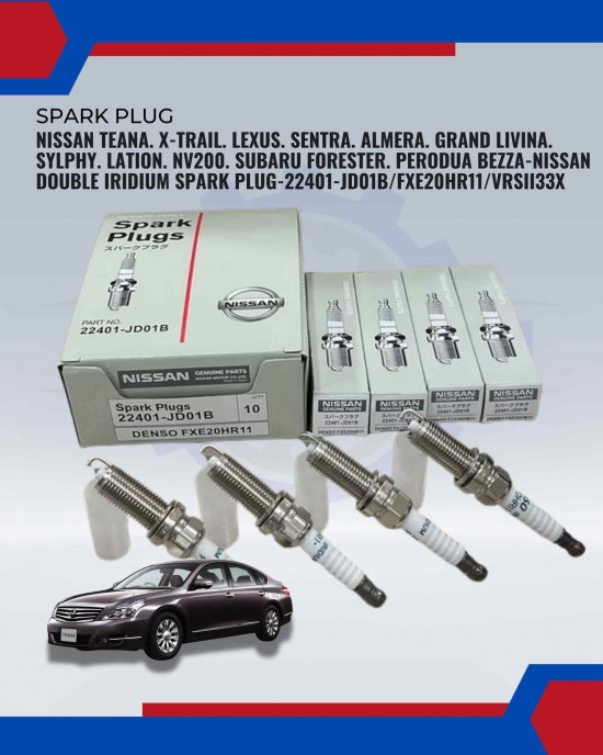 Nissan Teana. X-Trail. Lexus. Sentra. Almera. Grand Livina. Sylphy. Lation. Nv200. Subaru Forester. Perodua Bezza-Nissan Double Iridium Spark Plug-22401-JD01B/FXE20HR11/VRSII33X