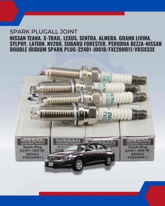 Nissan Teana. X-Trail. Lexus. Sentra. Almera. Grand Livina. Sylphy. Lation. Nv200. Subaru Forester. Perodua Bezza-Nissan Double Iridium Spark Plug-22401-JD01B/FXE20HR11/VRSII33X