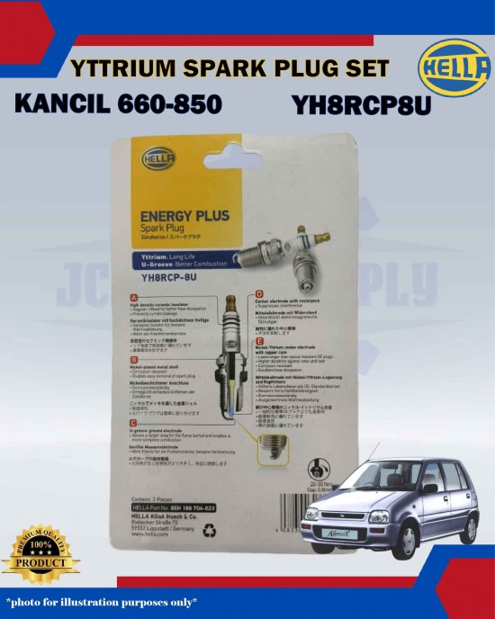 Spark Plug Yttrium Set (3pcs)-Perodua Kancil 650-850-Daihatsu Charade 1.0cc-Suzuki Swift 1.0cc-YH8RCP8U