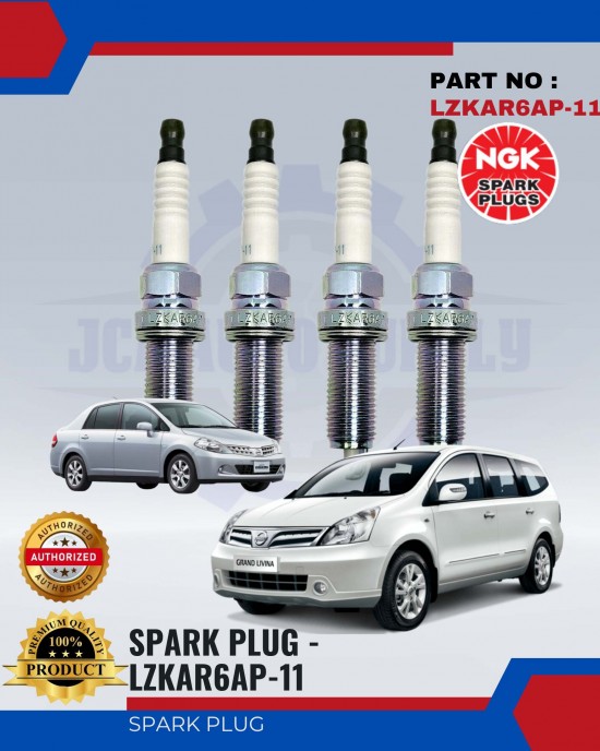 Nissan Latio 1.6/1.8 - Livina Spark Plug - NGK PREMIUM - LZKAR6AP-11 (4PCS/SET) Spark Plug & Plug Cables image