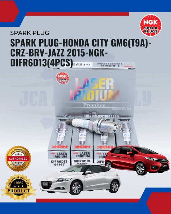 Spark Plug-Honda City Gm6(T9a)- Crz-Brv-Jazz 2015-NGK-DIFR6D13(4pcs) Spark Plug & Plug Cables image