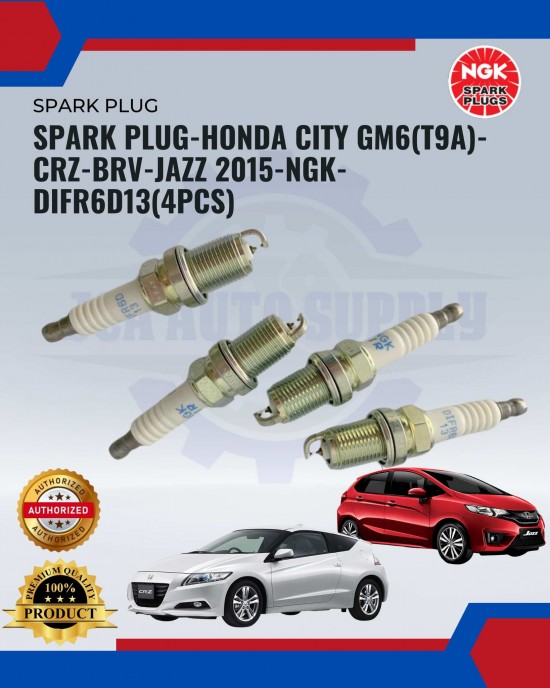 Spark Plug-Honda City Gm6(T9a)- Crz-Brv-Jazz 2015-NGK-DIFR6D13(4pcs) Spark Plug & Plug Cables image