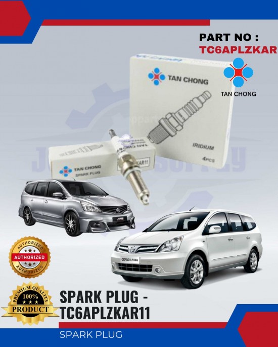 Nissan Livina Iridium Spark Plug - TAN CHONG - TC6APLZKAR11 Spark Plug & Plug Cables image