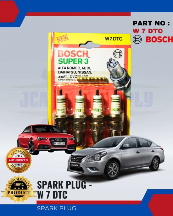 SPARK PLUG SUPER 3 BOSCH SET (4PCS) - AUDI, NISSAN, DAIHATSU, SEAT, TOYOTA - W 7 DTC Spark Plug & Plug Cables image